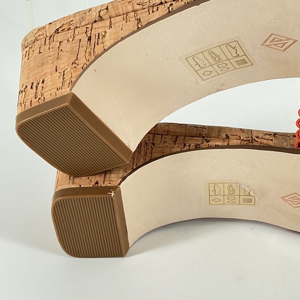 Donald Pliner Size 8.5 Orange Woven Cork Slide Sandals Heels NEW CLODIE $158 - Picture 10 of 16
